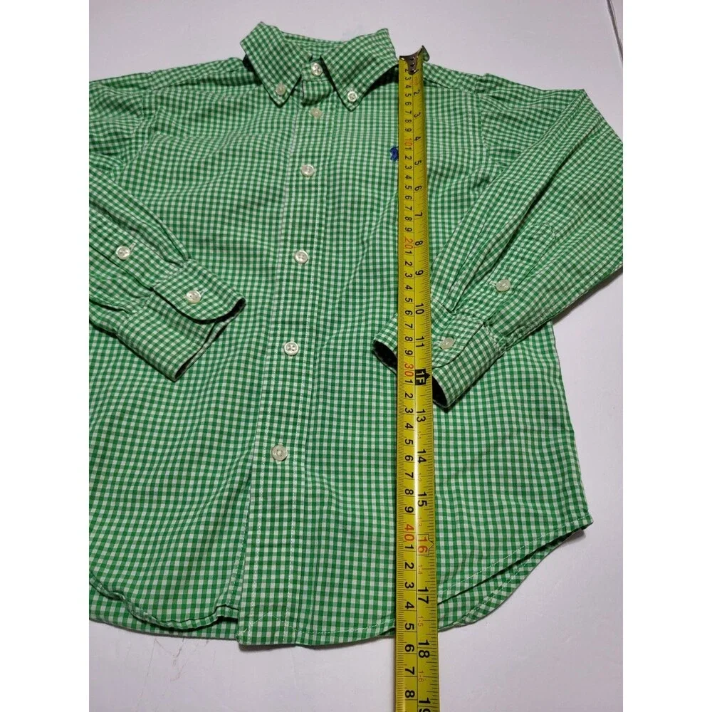 (#17) Polo Ralph Lauren Button Up Size Kid's 5 Green Check Plaid Long Sleeve